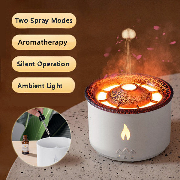 New Creative Ultrasonic Essential Oil Humidifier Volcano Aromatherapy Machine Spray Jellyfish Air Flame Humidifier Diffuser - Datsnake