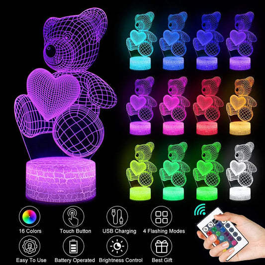 3D Lamp Acrylic USB LED Night Lights Neon Sign Lamp Xmas , Decorations For Home Bedroom Birthday Decor Valentines Day Gifts - Datsnake