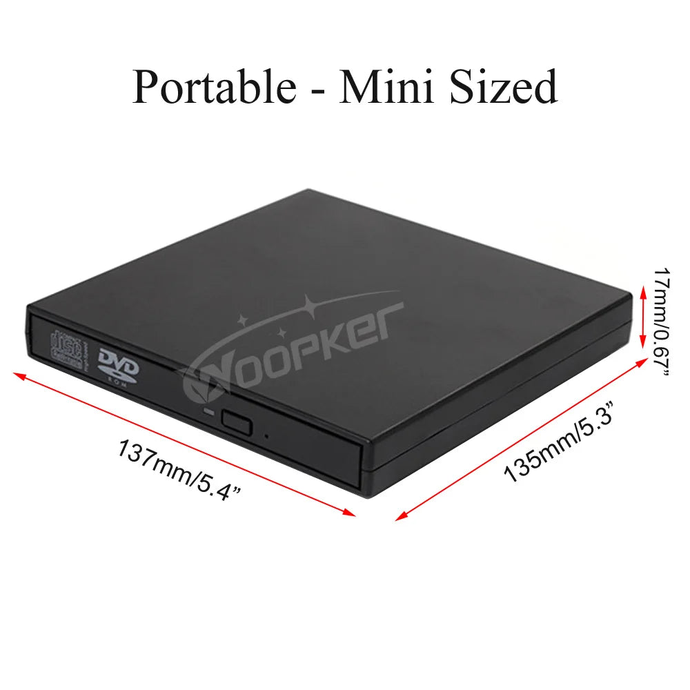 Woopker External DVD Player VCD CD Mp3 Reader USB 2.0 Portable Ultra-Thin DVD Drive Rom for PC Laptop Desktop Portatil - Datsnake