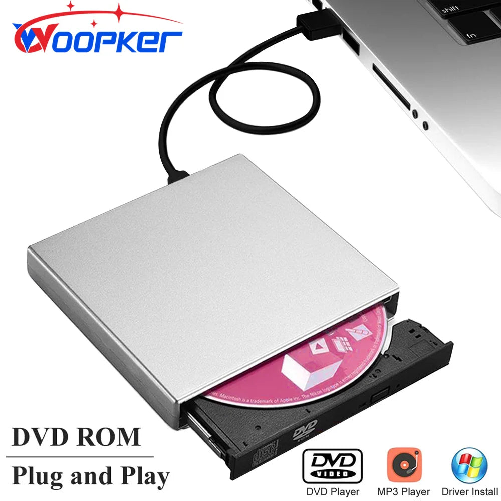 Woopker External DVD Player VCD CD Mp3 Reader USB 2.0 Portable Ultra-Thin DVD Drive Rom for PC Laptop Desktop Portatil - Datsnake